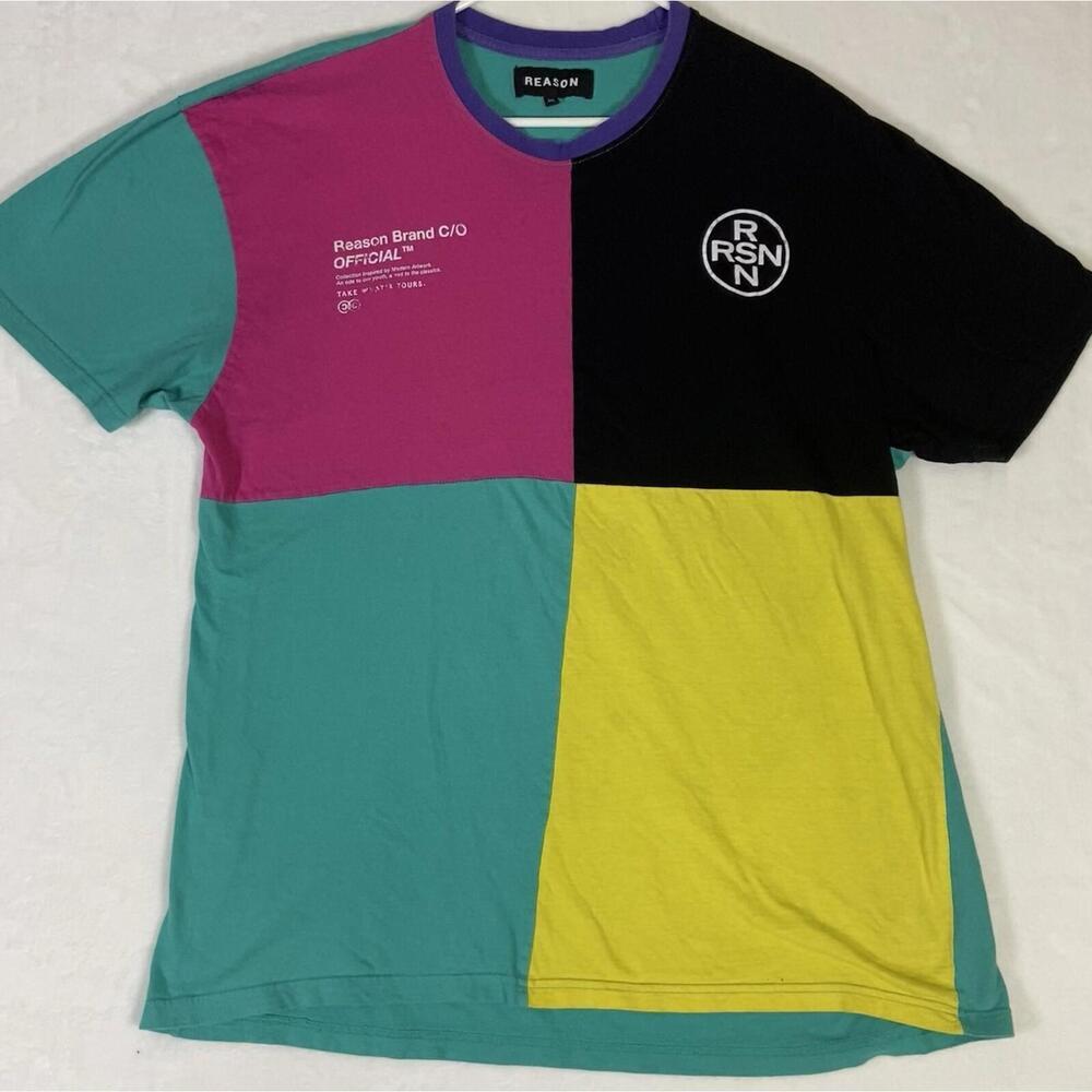 reason brand shirt street wear Color Block Art 2X XXLarge XXL Streetwear Retro